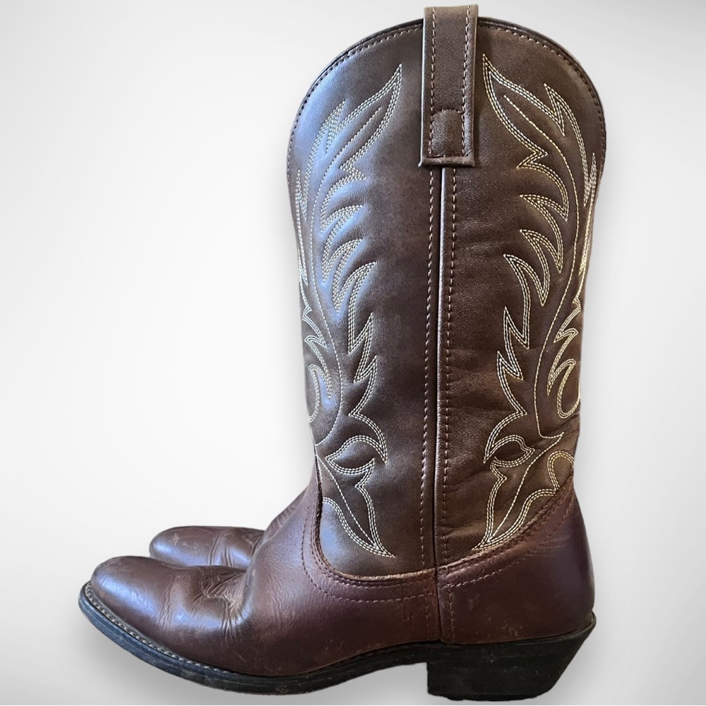 LAREDO Women's‎ Brown Leather Western Boots With Heel Size 7.5 | EUC